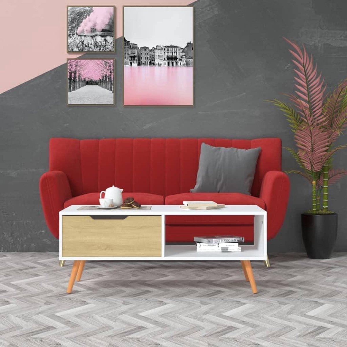 Salontafel - Bijzettafel Koffietafel - Woonkamer Inrichten - Robuust Duurzaam Materiaal - 100 x 495 x 43 cm