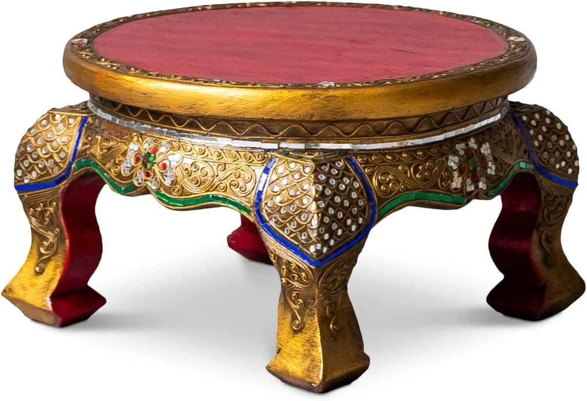 Mozaïek Salontafel - Bijzettafel Banktafel - Woonkamer Decoratie - Handgemaakt Glasmozaïek - 40x40x23 cm - Goud