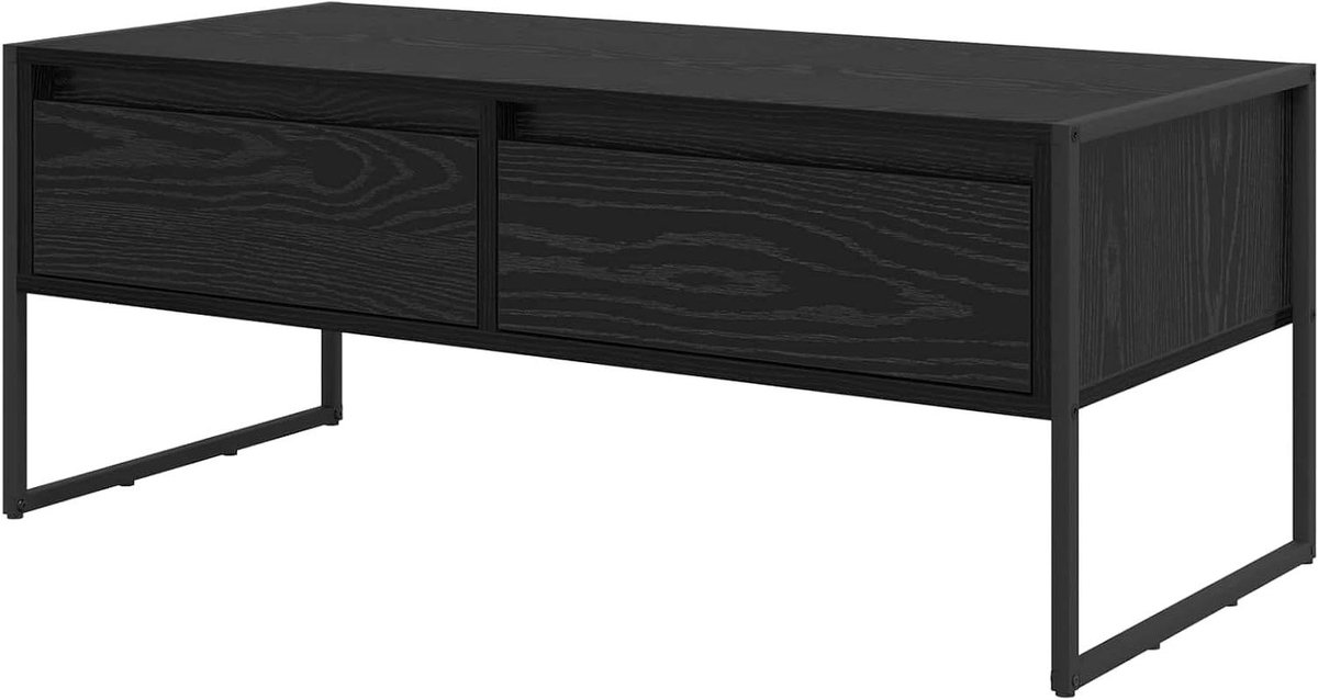 Salontafel - Koffietafel bijzettafel - Woonkamer inrichten - Industriële stijl - 100 x 46 x 40 cm - Zwart eikenlook