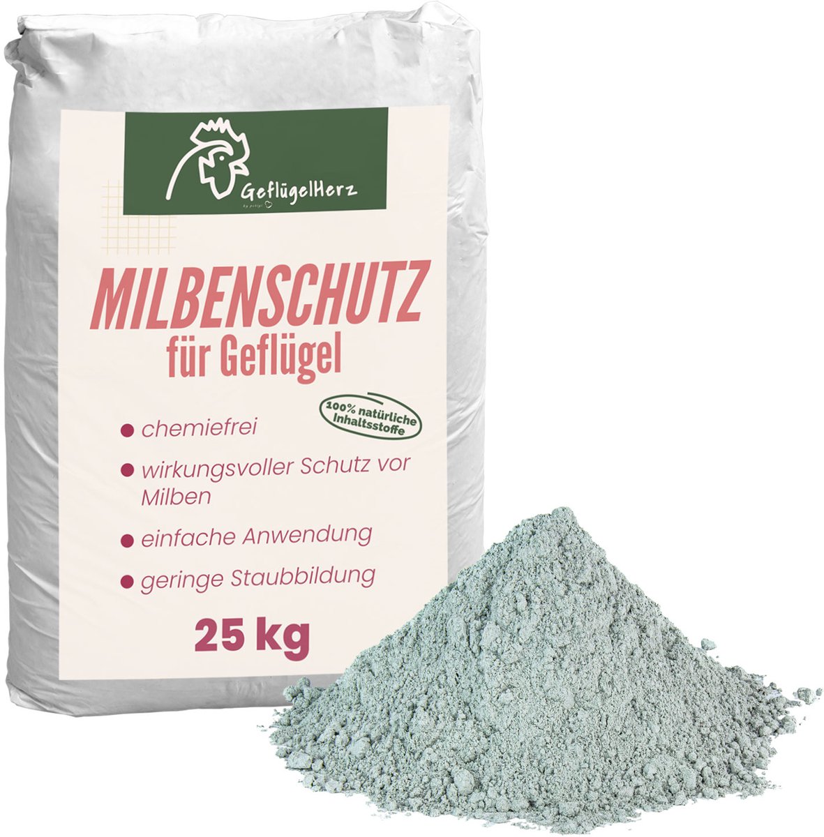 GeflügelHerz 100% Natuurlijke Mijtbescherming 25kg Stofbad Kippen petigi