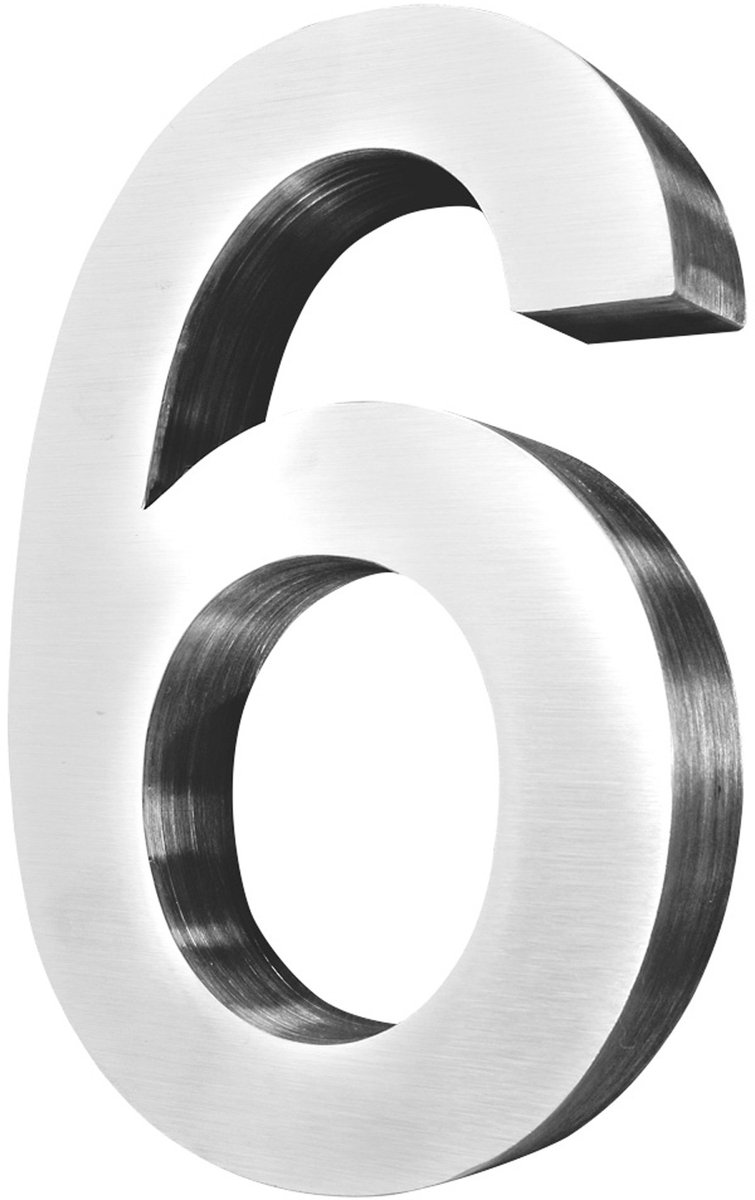 Roestvrijstalen Huisnummer – 20 cm Groot – Huisnummerbord met 6 Cijfers – Geborstelde Afwerking – 3D Arial-lettertype – V2Aox