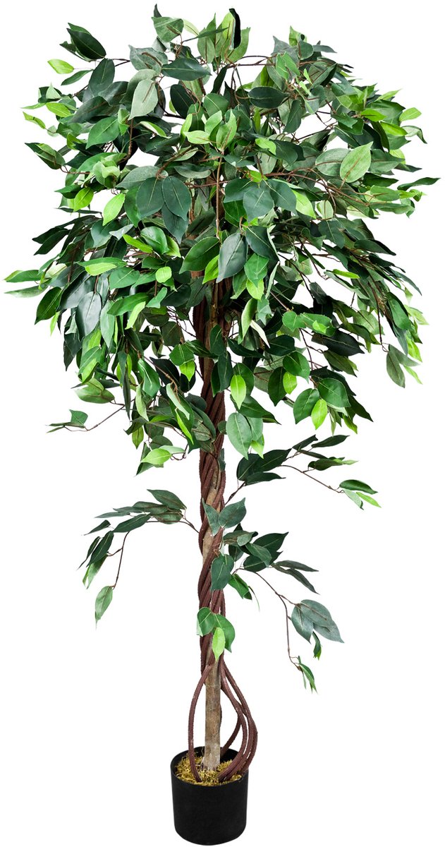 Valse Kunstmatige Plant Ficus Benjamin Echt Hout Decoratie 165cm DEGOVEGO