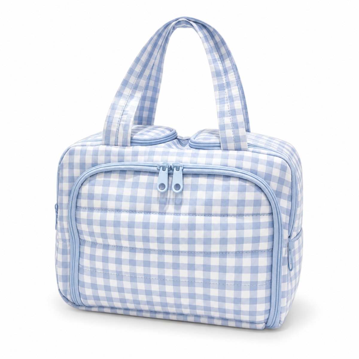 Grote Toilettas Dames - Pof Make-up Tas met Brede Opening - Luxe Reis Toilettas met 4 Vakken en Droog-nat Scheiding - Luxe Reisetui voor Cosmetica -blauw