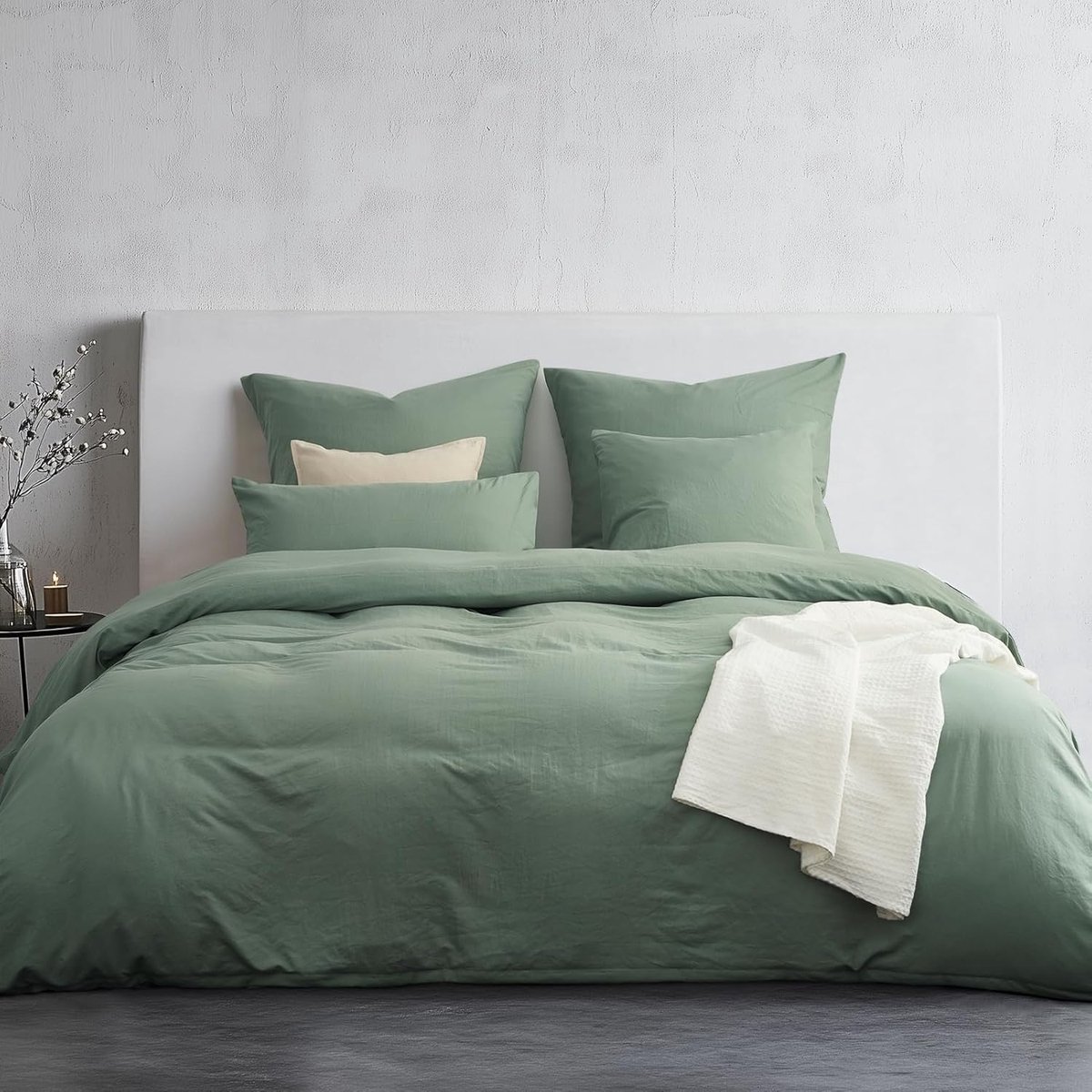 SnelShoppen - Dekbedovertrek 200x200 Groen - Super Soft Microfiber Katoenachtige Öko-tex - Inclusief 2 Kussenslopen 80x80 - Zacht en Huidvriendelijk v