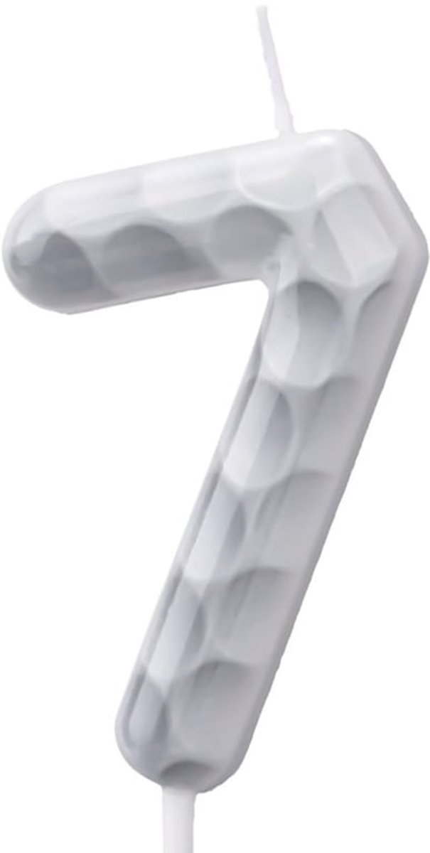 Cadeau Kaarsen Golf Figure - Sportthema Verjaardagsdecoratie - Nummer 7 - Wit