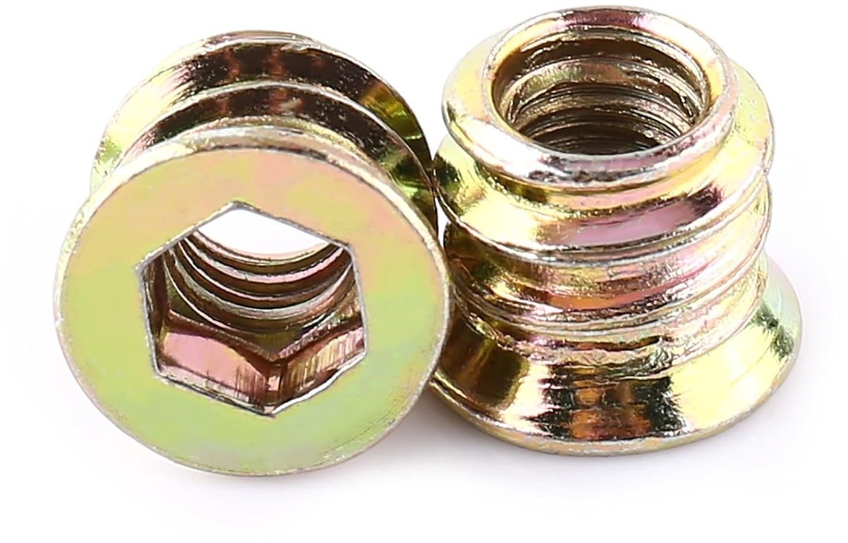 Insertmoeren Set van 20 Stuks, Carbon Staal, Hexaansluiting met Draad voor Houten Meubels, M6*10mm, Duurzaam en Betrouwbaar
