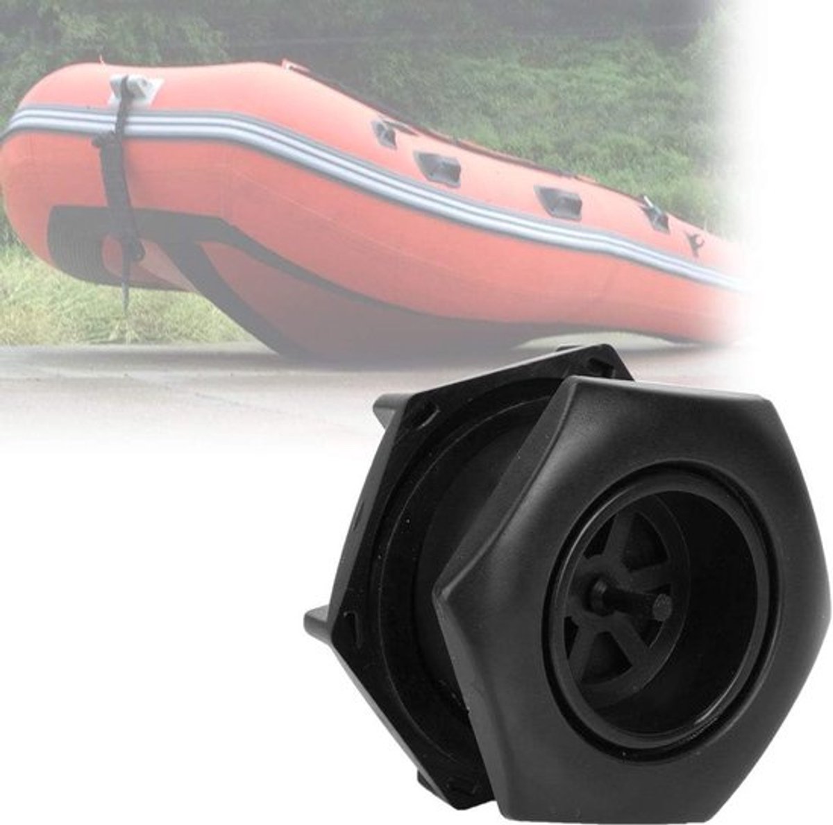 Duurzame afvoerklep PVC-kunststof voor opblaasbare boot - Bootvervangingsaccessoires - Vissersboot (zwart)