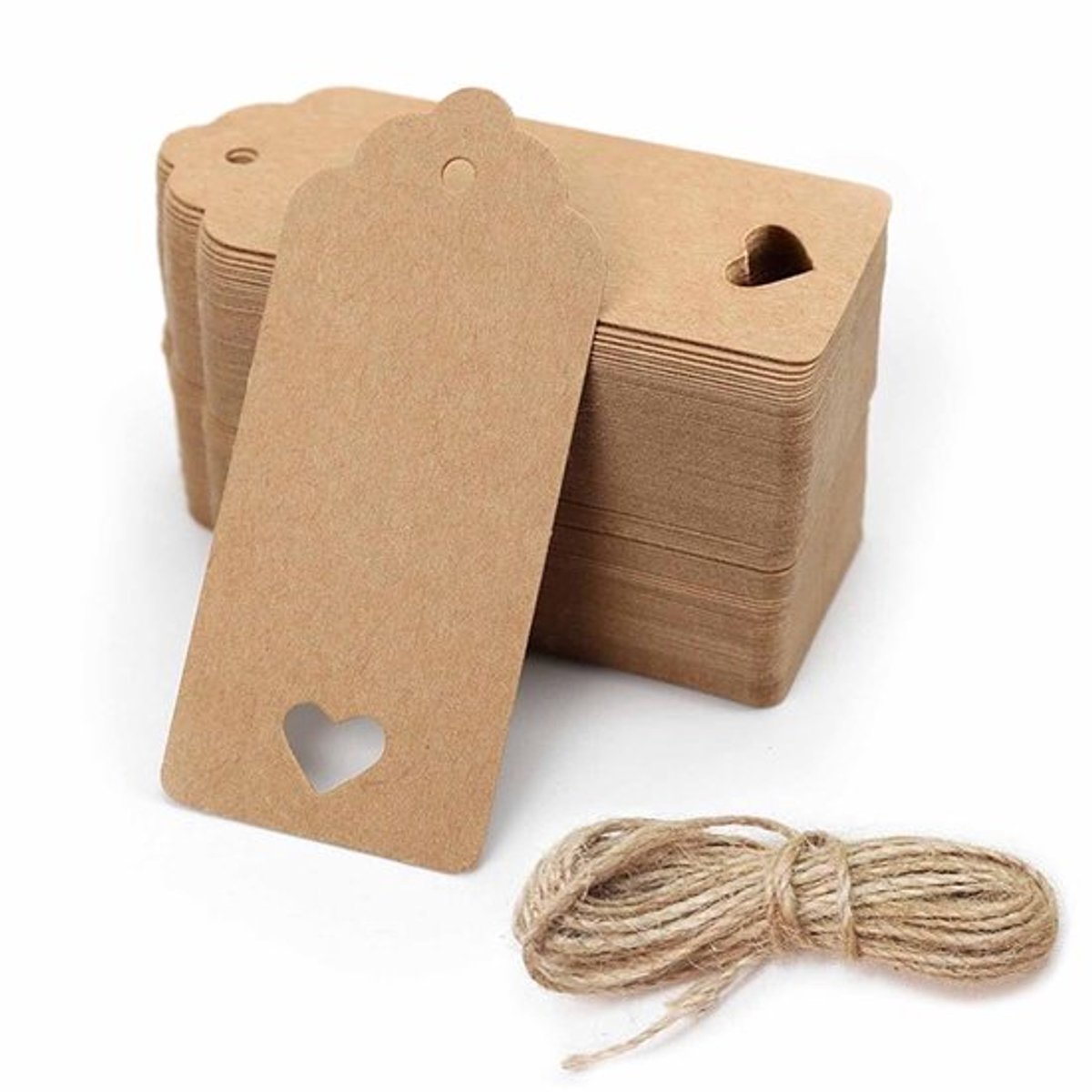 Cadeaulabels met Touw voor Cadeaus, 100 stuks Bruine Cadeaulabels met Touw Kraft Bagage Craft Prijs Papierlabel voor Present