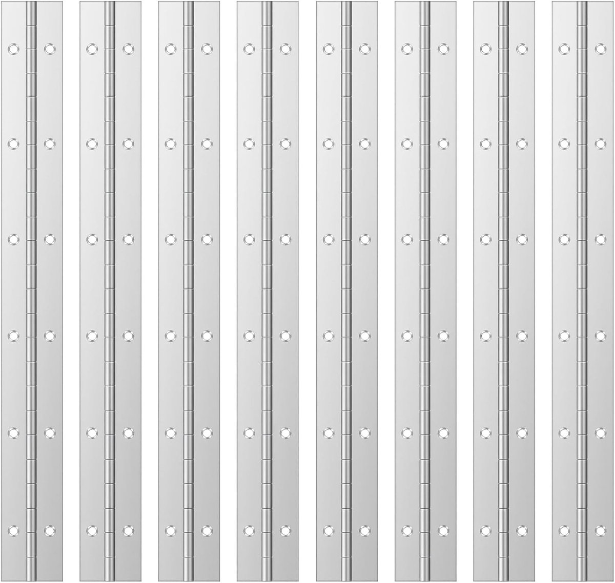 Piano scharnier van roestvrij staal, 30 x 3 cm, set van 8 stuks voor meubels en deuren