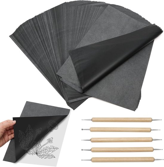 Transferpapier A4 200 vellen voor tekenen, knutselen en DIY projecten met stempelstiften en grafietpapier voor hout, canvas en metaal