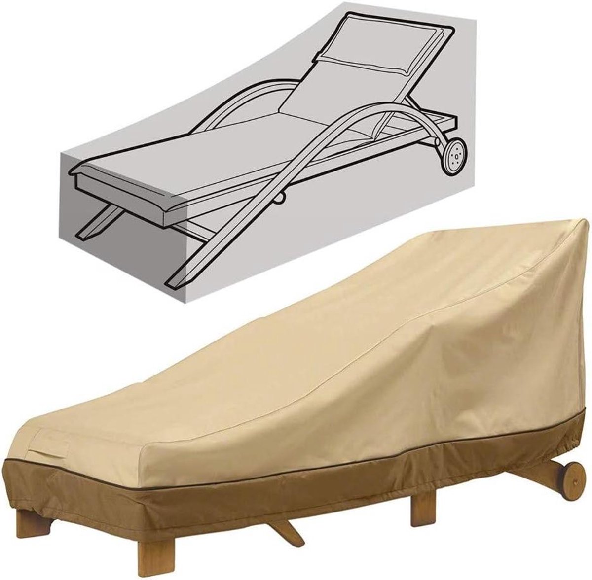 Ligstoelhoes - Tuinstoelhoes Buitenhoes - Meubels Beschermen - Waterdicht Winddicht - 208x76x(41-79) Cm - Bruin Beige