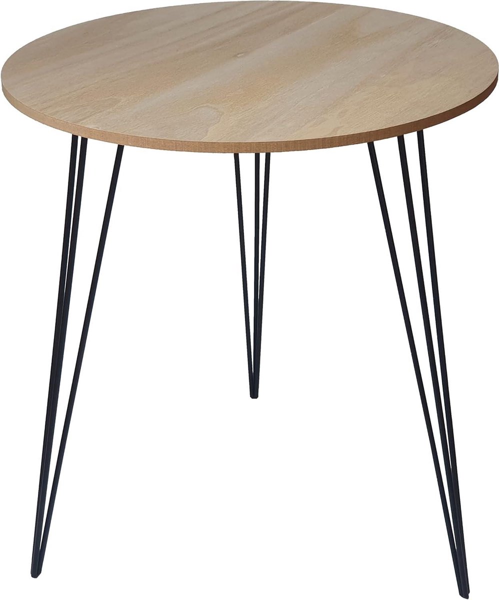 Ronde bijzettafel - Salontafel houten tafel - Woonkamer inrichting - Houten blad metalen poot - Ø 40 cm - Lichtbruin zwart