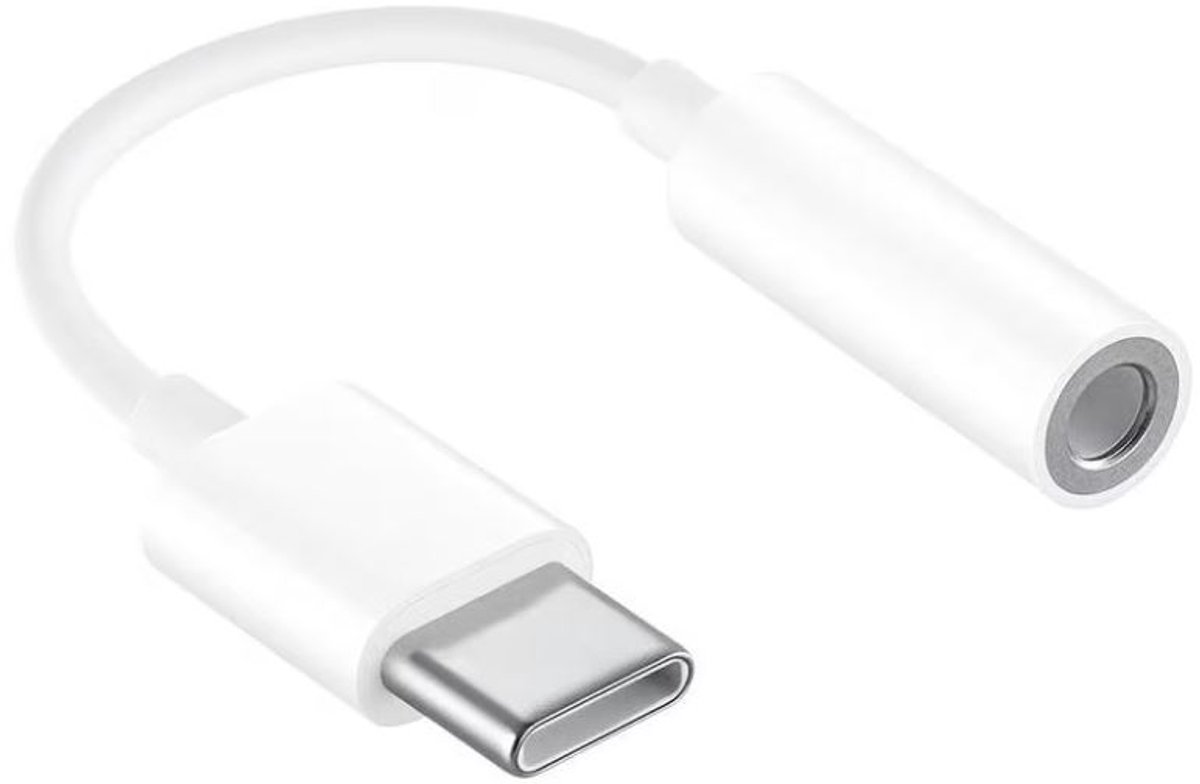 Jack naar USB-C converter - Geschikt voor Apple - 3,5mm jack to USB-C - Audiokabel - Muziekkabeltje - Adapter - Koptelefoon/oortjes aansluiten - Wit - Jonyx