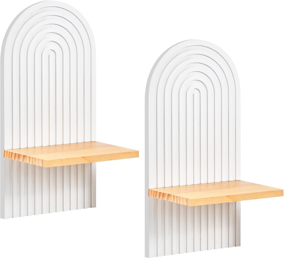 Wandplank van Hout in Boho Stijl met Verborgen Bevestiging, Decoratie voor Woonkamer, Slaapkamer en Kinderkamer, Ideaal voor Planten en Kaarsen