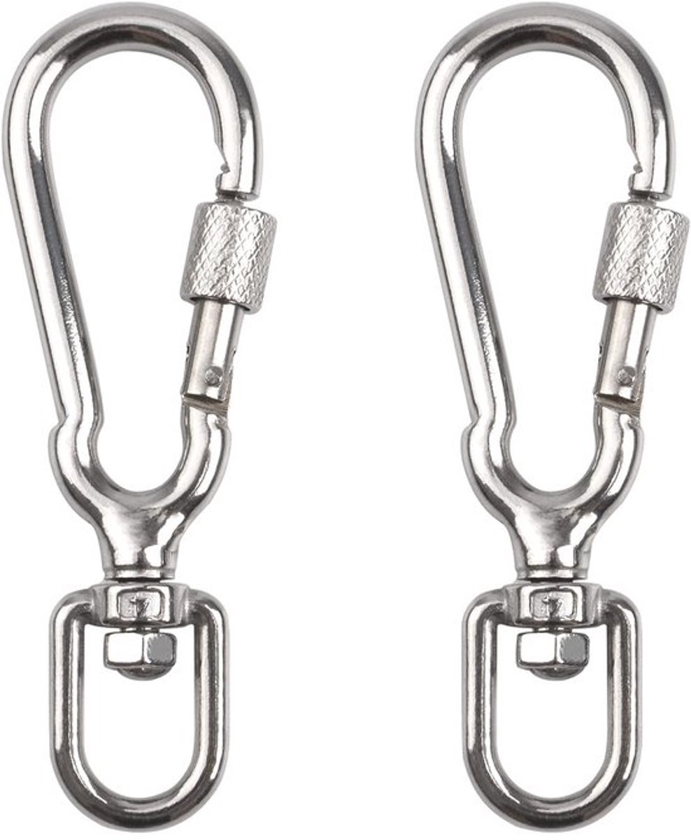 Draaiklip, 2 Stuks RVS Strap Draaiklip Snap Haken Vergrendelende Hondenriem Gesp Snelle Ontgrendeling Roestbestendige Karabijnhaken voor Honden Wandelen Kamperen Rugzak (Zilver)