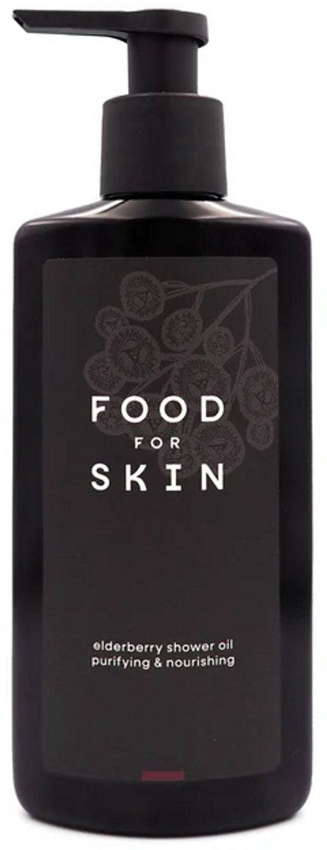 Food for Skin Elderberry Shower Oil 150 ml - vegan, dierproefvrij, voor droge en gevoelige huid, zonder siliconen, zonder microplastics
