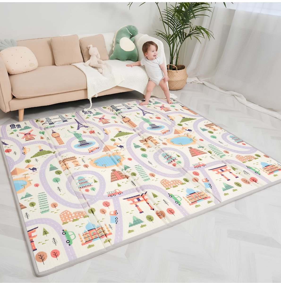 JCP® Speelmat - Speelmat voor Baby’s - Opvouwbare Schuimmat - Veelkleurig - 180cm x 150cm x 1cm