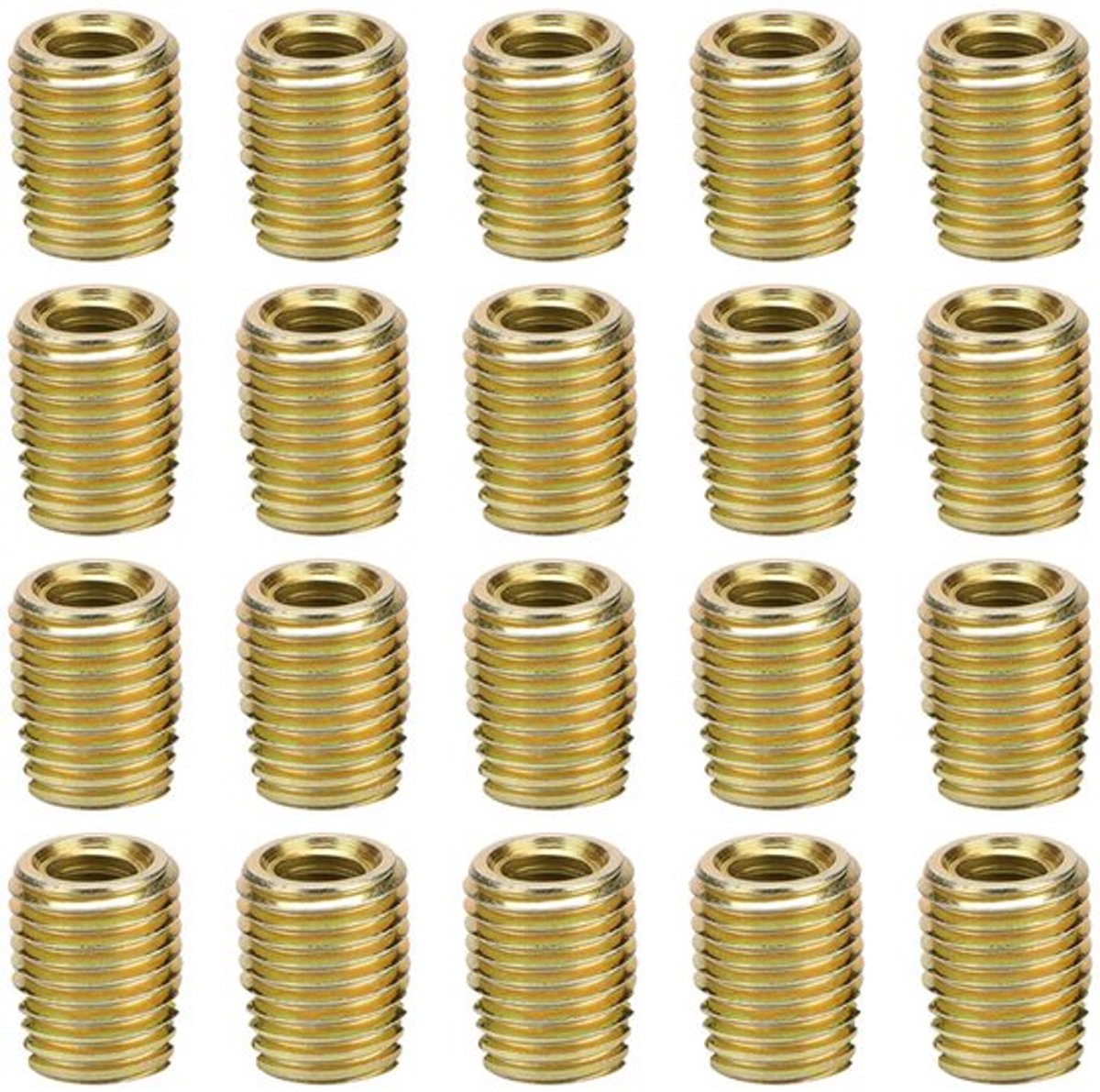 20 Stuks Zelftappende Draadinzetstuk, 302 Koolstofstaal, Verzinkt Sleufschroef Socket, Insert Schroef Reparatie Accessoires, voor Draadreparatie (InnerM3 * 0.5 OuterM5 * 0.5 Length6mm)