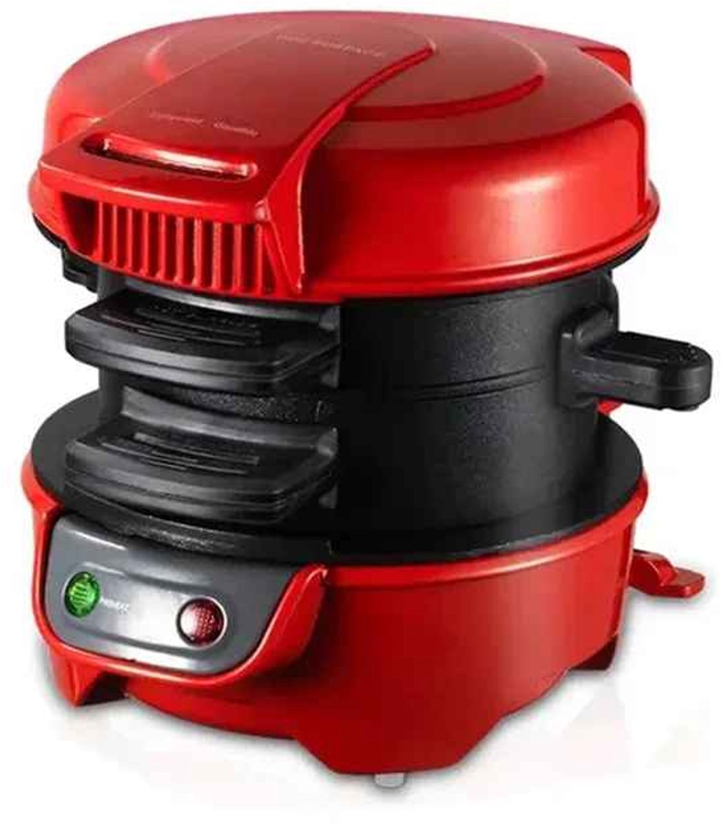 Casa Living Hamburger Machine - Elektrische Burgermaker - Antiaanbaklaag - Geschikt voor 2 Hamburgers - 600W - 220V - Rood