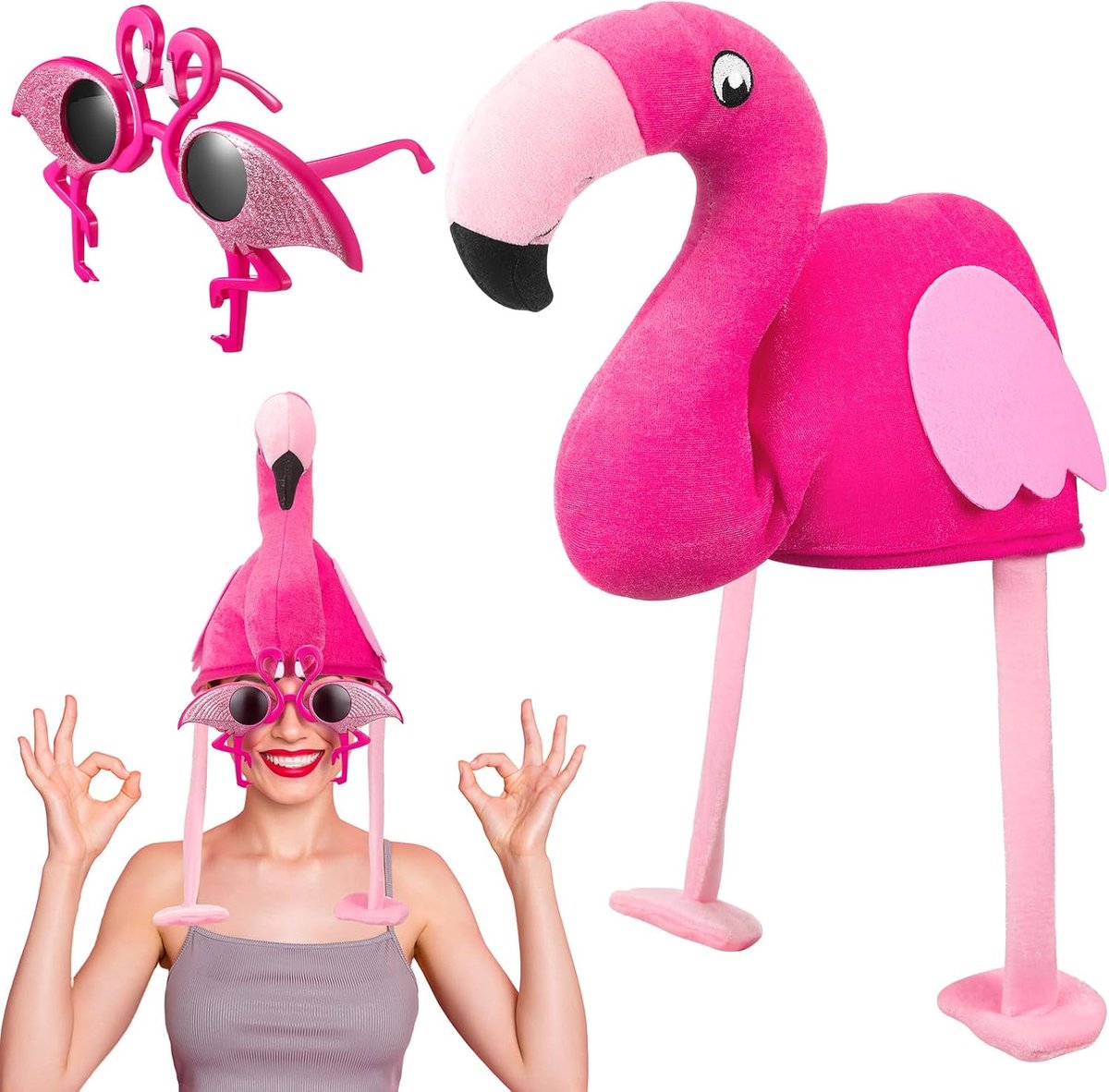 Hoed en bril voor carnaval, feestbril, accessoires voor kostuums, cosplay, fotoprops, 2 stuks