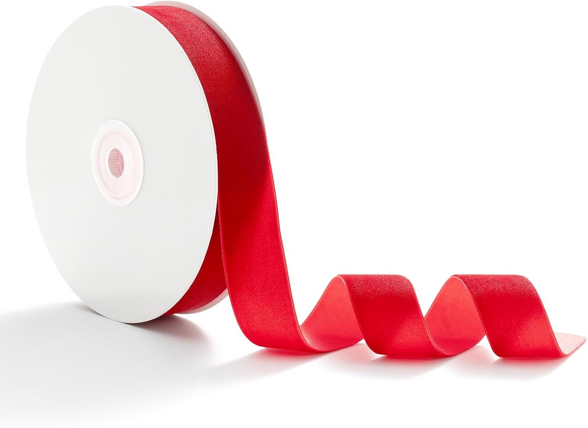 Samtlint Rood Geschenklint Fluweel 2,5cm x 9m Lint Fluweel Lint Geschenklinten Fluweel Linten