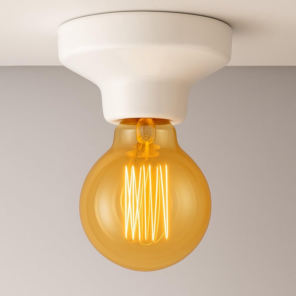 opbouwlamp E27, glazuur wit