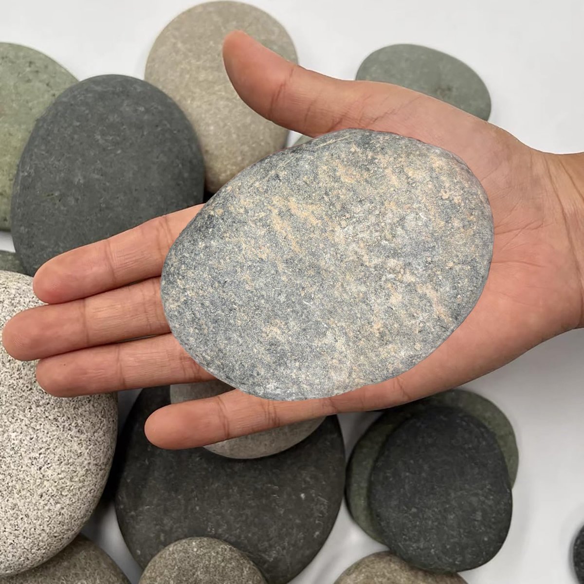 Stenen om te beschilderen, 8 stuks, 8 - 12 cm, gladde kiezelstenen om te beschilderen, platte stenen om te knutselen, schilderstenen, plat, natuur, voor kunst, handwerk, tuindecoratie