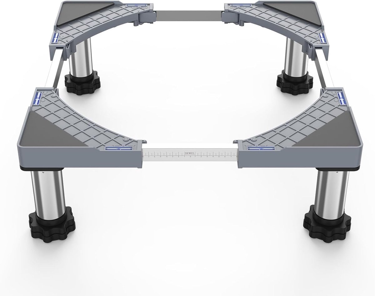 Wasmachinebasis voor koelkast, verstelbare basis voor wasmachine voor droger en vriezer, berenbelasting 350 kg, breedte verstelbaar 44,5-67 cm, hoogte 18 cm-22 cm