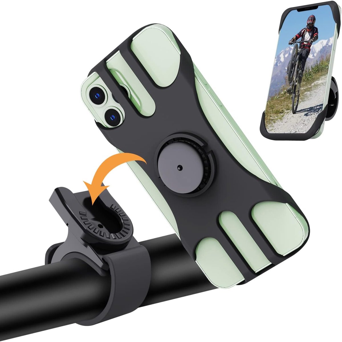 Telefoonhouder voor fiets, motorfiets, 360 graden draaibaar, universele telefoonhouder voor elektrische step, mountainbike, scooter, sportmotorfiets, 4,5-7 inch smartphones