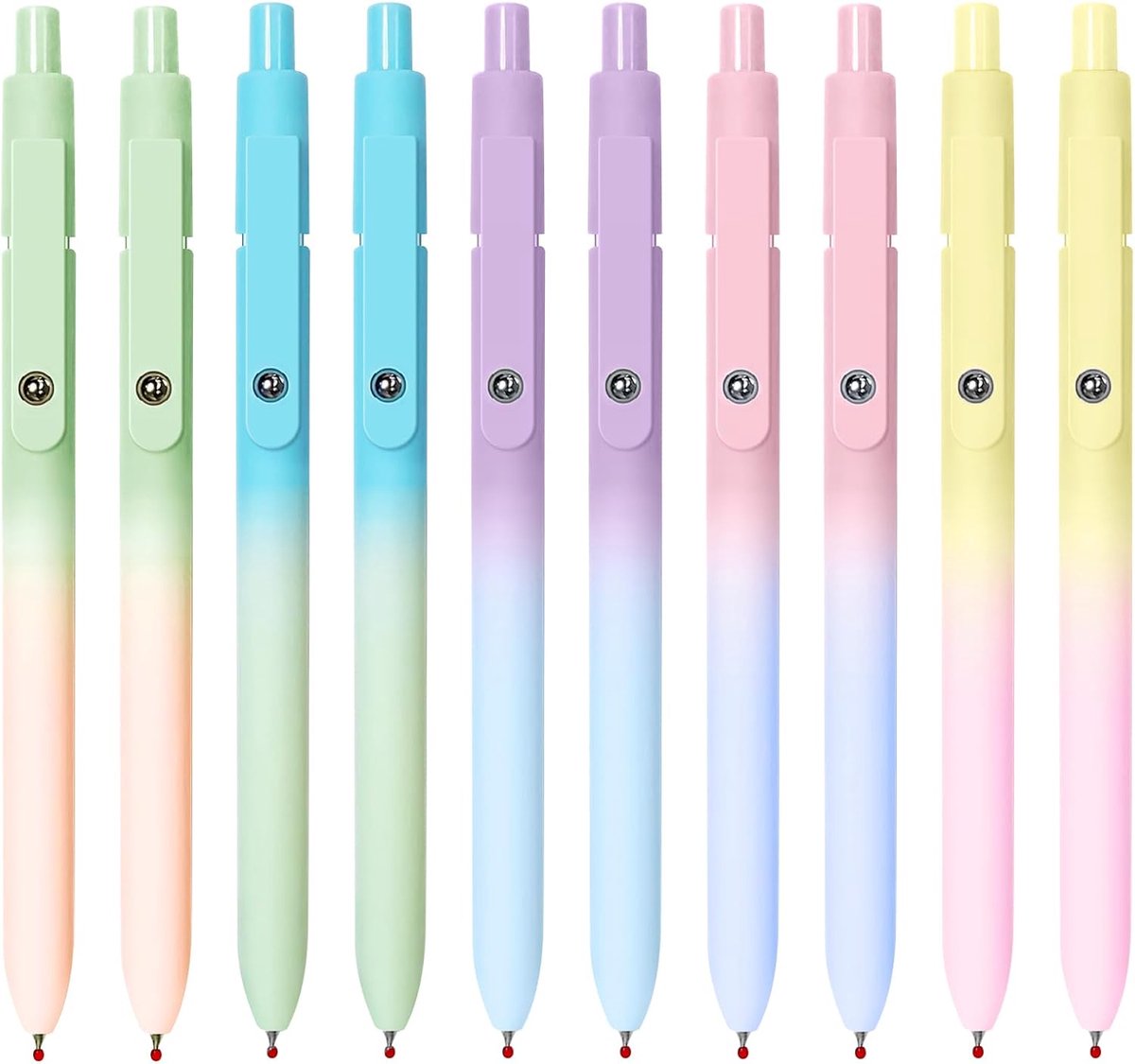 Gelpennen, 10 stuks zwarte inktpennen voor vrouwen, 0,7 mm medium punt gladde schrijfpennen met siliconen grip, hoogwaardige serie metalen clip intrekbare pennen voor het maken van dagboeken