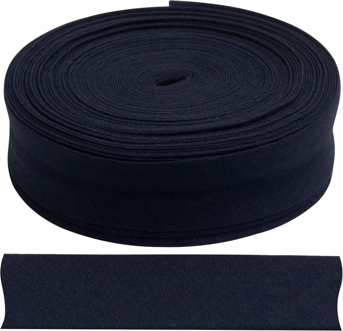 - C77391 - Vouwband 9 meter x 18 mm - van katoen - kleur donkerblauw - Passementwerk Galon kleding kussens dekbedden