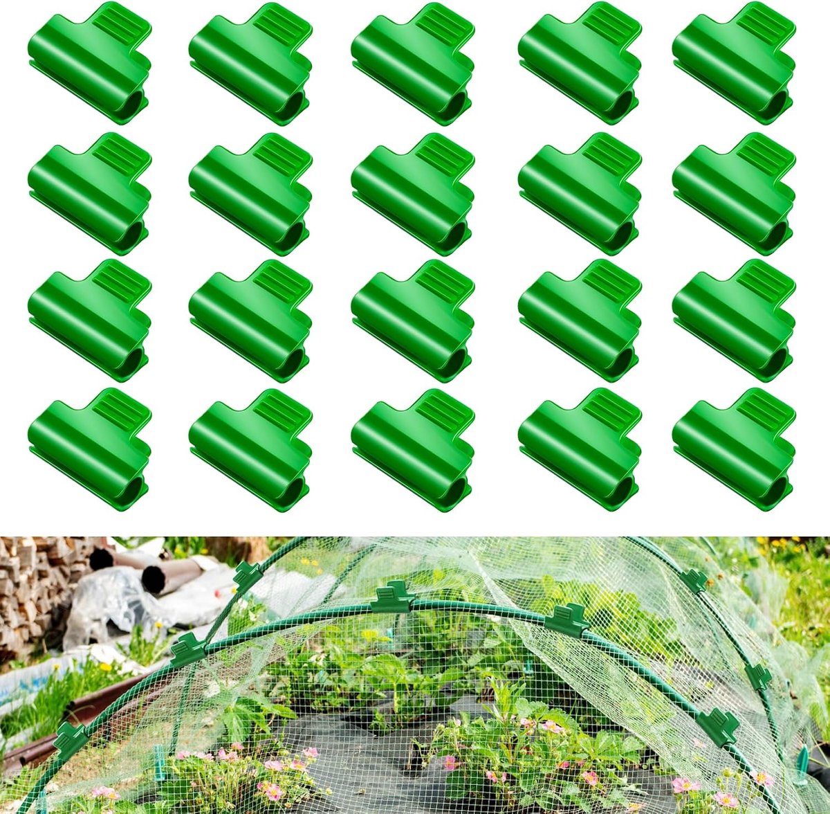 20 stuks broeikasclips, 11 mm clips voor broeikasfolie, broeikasklemmen, plantenclips, afdekking voor broeikassen, kassen, vuurkorven
