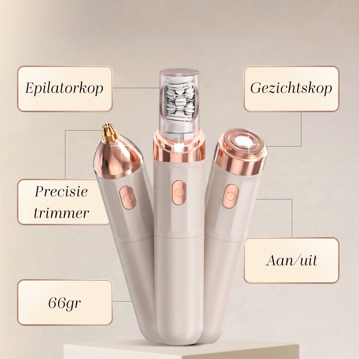 Sansbeauté 3 in 1 Epilator voor Vrouwen PocketPRO met Travel Bag - Epileerapparaat Dames - Epilator - Gezichtsepilator Vrouw - Gezichtsontharing Dames - Epilator Gezicht - Epilator Dames - Gezichtsepilator dames - Oplaadbaar - Rosé Gold thumbnail 4