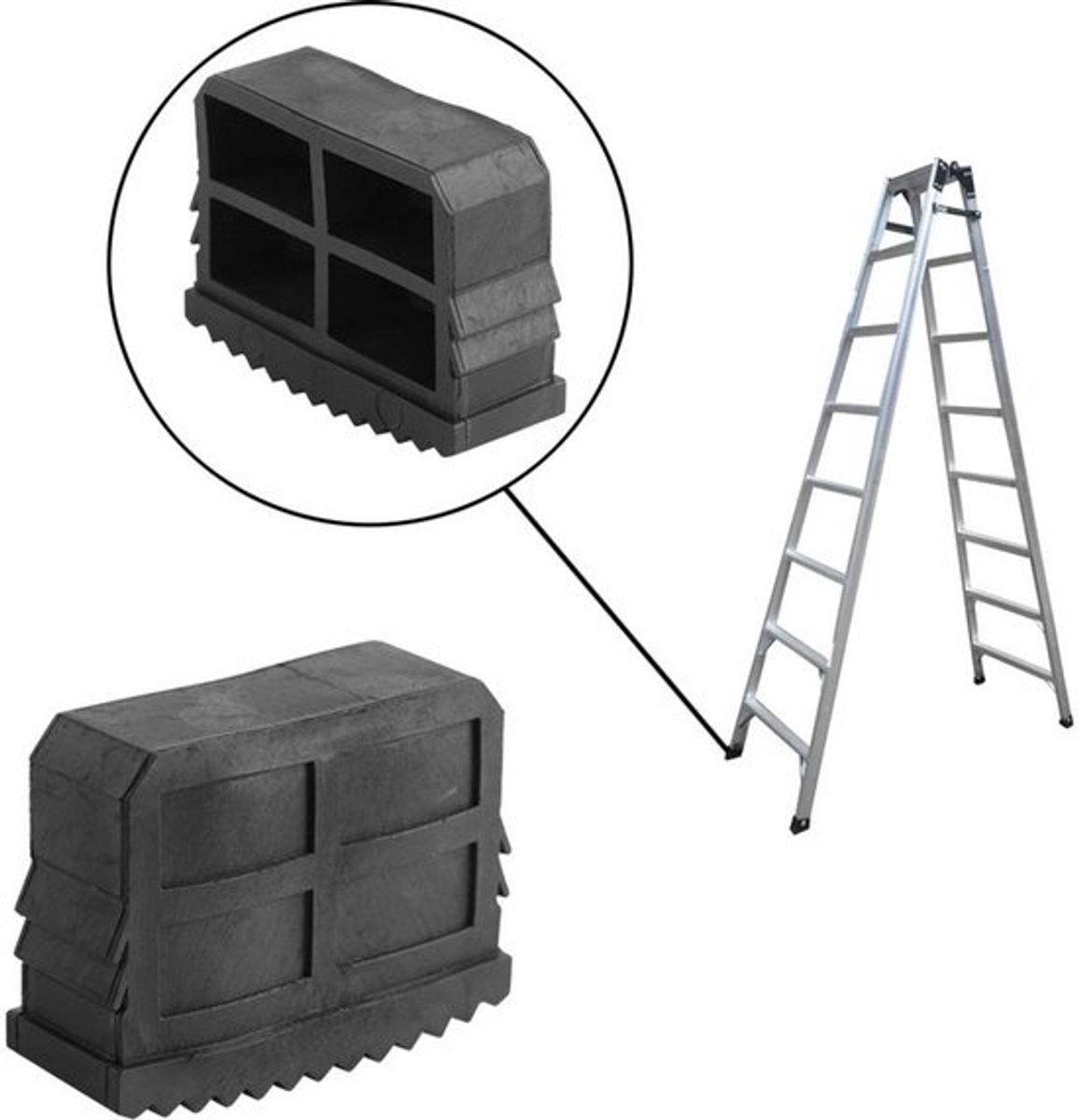 Laddervoeten Antislip - Rubberen Voetdoppen - Vervangende Trapladdervoeten - 1 Paar - Geschikt voor 57x21 mm - Massief Rubber met Diepe Ribbels - Ladderdoppen