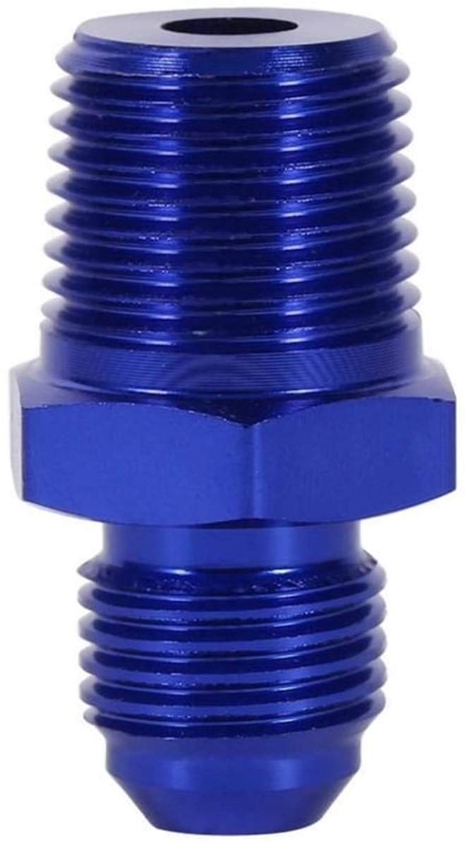 AN6 naar 3/8" Fitting Adapter - Aluminium Mannelijke Flare - Blauw - Brandstof en Olie - Universele Toepassing - Compact formaat