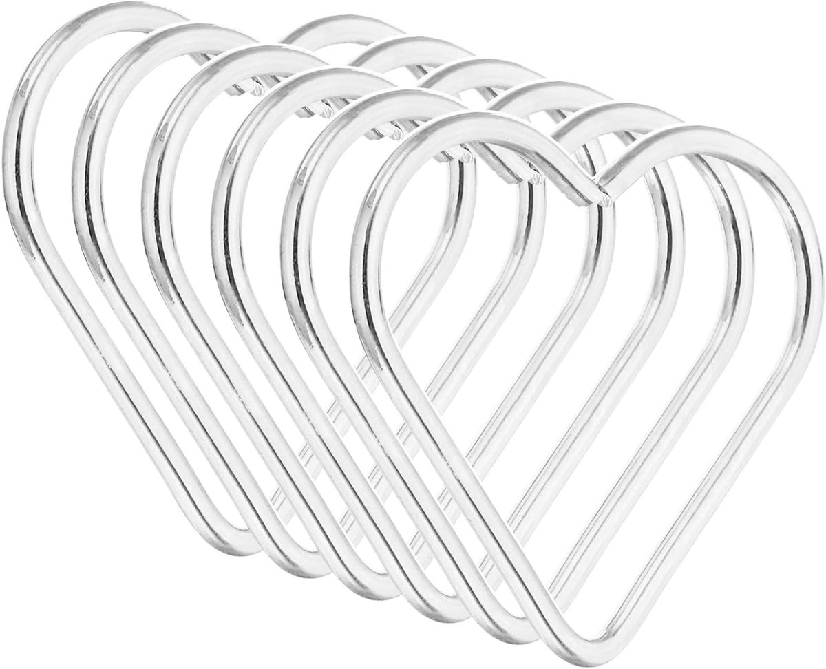 5 cm dromenvanger ringen, 6 stuks metalen hartvormige macramé krans bloemen ring hoepel voor thuis doe-het-zelf handwerk bruiloft muur opknoping decoraties, wit zilver
