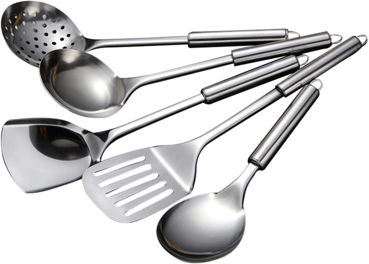 Set Upgrade Rvs Nonstick Servies Keuken Koken Gereedschap Set voor Koken en Serveren (maat: 5 Stks)