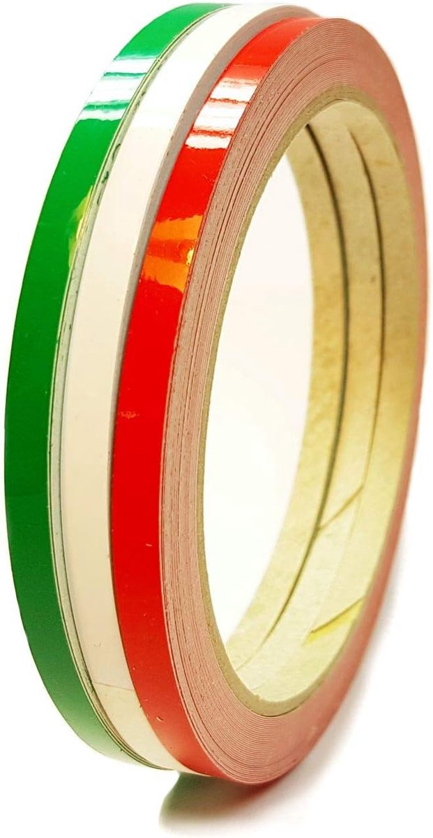 Sierstrip Italië groen wit rood glans in 5 mm breedte en 10 m lengte folie sticker voor auto boot jetski modelbouw plakband decoratieve strepen vlag