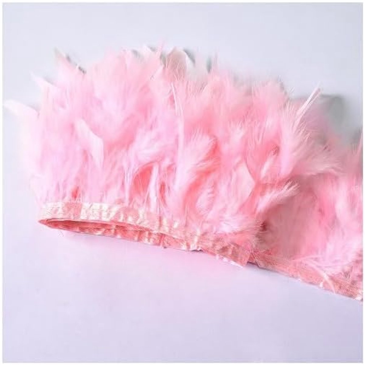 10-15 cm natuurlijke kalkoenveer band kalkoenveer rand fringen trim veerboord pluche veerbekleding voor doe-het-zelf knutselen naaien party bruiloft jurk kostuums decoratie medium roze 5 m
