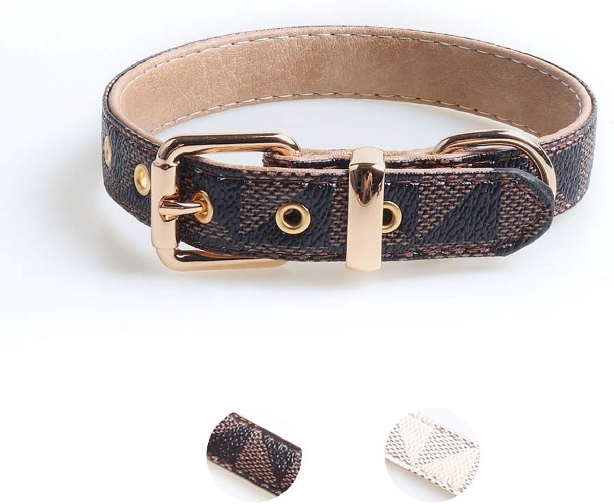 halsband, huisdier verstelbare zachte basic kraag, check patroon duurzame puppy lederen kraag met metalen gesp, geschikt voor kleine en middelgrote honden