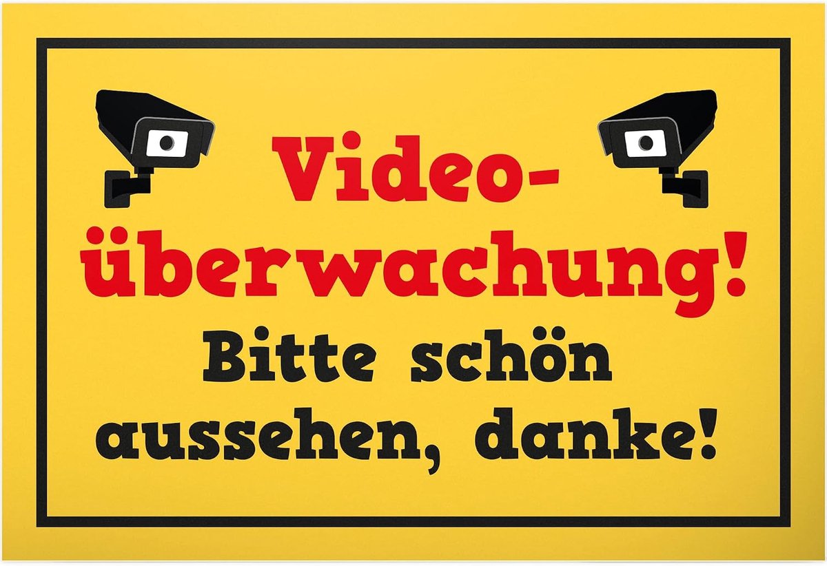 Videobewaking Bitte schön sehen - Schild 30 x 20 cm - Spreukenbord Verjaardagscadeau Deurbord Grappige Spreuk - Cadeau Party Party Decoratie Kantoor Cadeau-Idee collega's vrienden