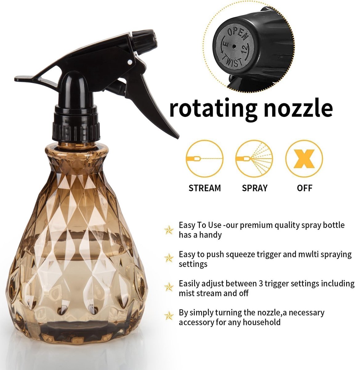 2 stuks lege spuitflessen, 500 ml waterspuitflessen met verstelbare sproeikop, navulbare triggerspuitflessen, verstuiver plant meneer spuitflessen voor planten (bruin)