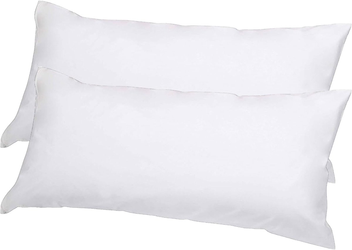 - Kussenbescherming, 40 x 80 cm, 2 stuks, waterdicht, kussensloop met ritssluiting, ademend en anti-vlekken en mijten, wit polyester, kussenbescherming