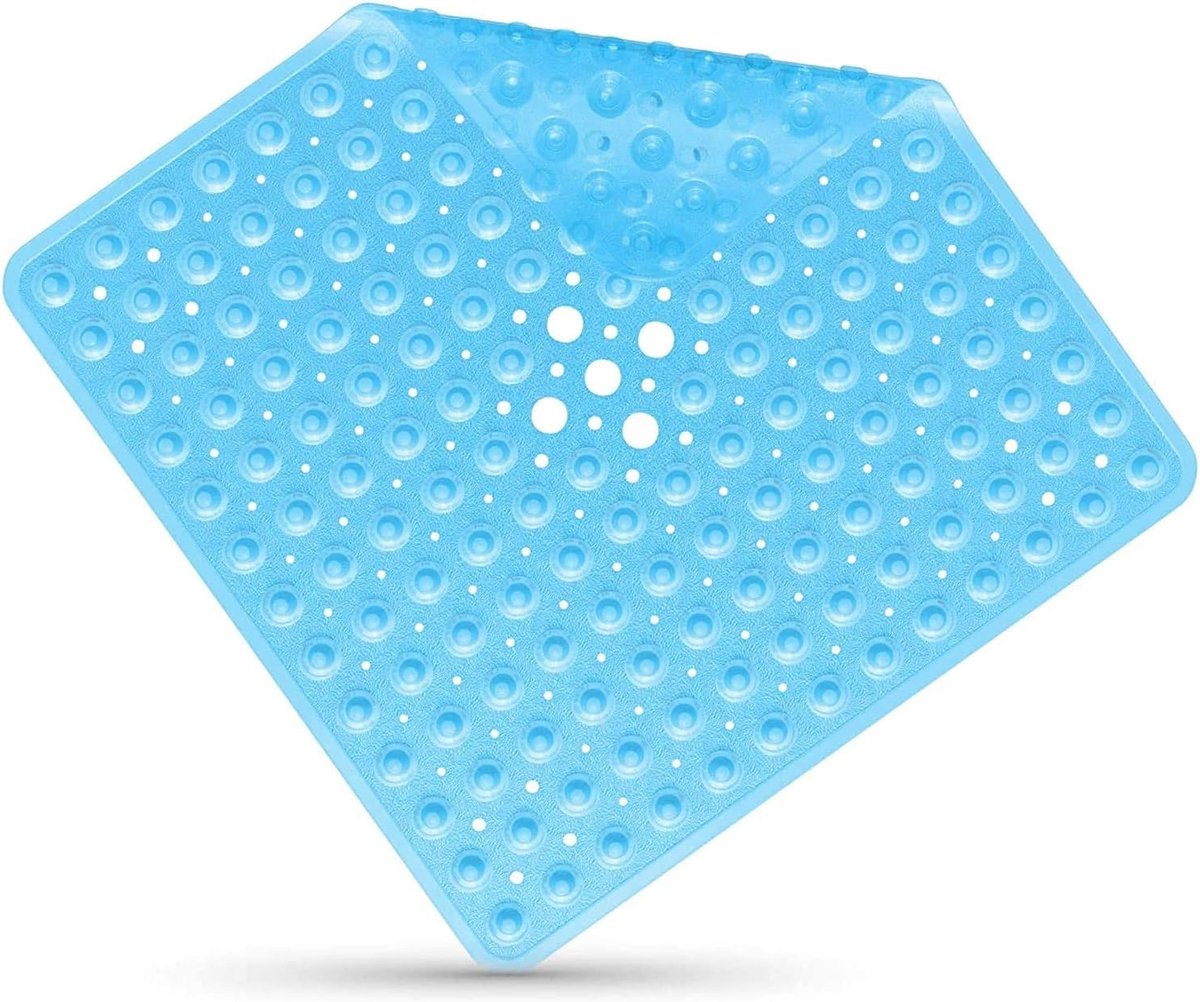 easyBee Douchemat, huidgevoelig, 53 x 53 cm, incl. ophanging, antislipmat, douchemat, BPA-vrij, latexvrij, douchemat, antislip, schimmelbestendig & machinewasbaar, douchemat antislip (blauw)