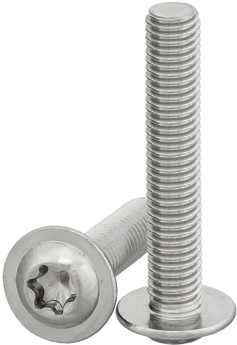 Kogelkopschroeven met flens en binnenzeskant/Torx (ISR, TX) volgens ISO 7380-2 10 stuks platte kopschroeven met roestvrijstalen flens A2 V2A volledige schroefdraad M8 x 40 mm