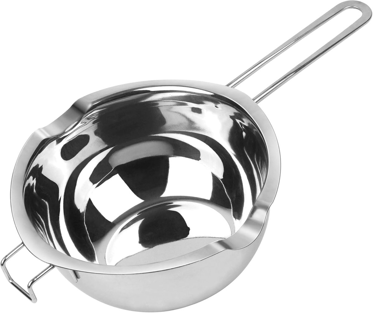 Chocoladefondue smeltpan, roestvrij staal 304, wassmeltpot, waterbadpot voor chocolade smelten, waterbad, smeltschaal voor suiker, boter, kaas, karamel, 1000 ml