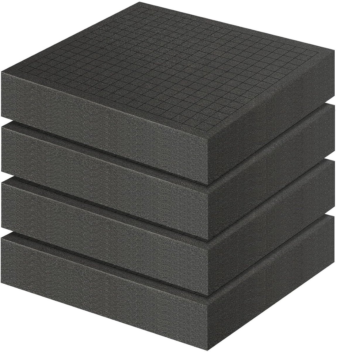 Schuim, kubusschuim, 4 stuks, 30 x 30 x 5 cm, schuimrubber, op maat gesneden, gereedschapskoffer, camerakoffer, schuimstof voor tabletop, miniaturen, kofferinleg, schuimrubberen inleg