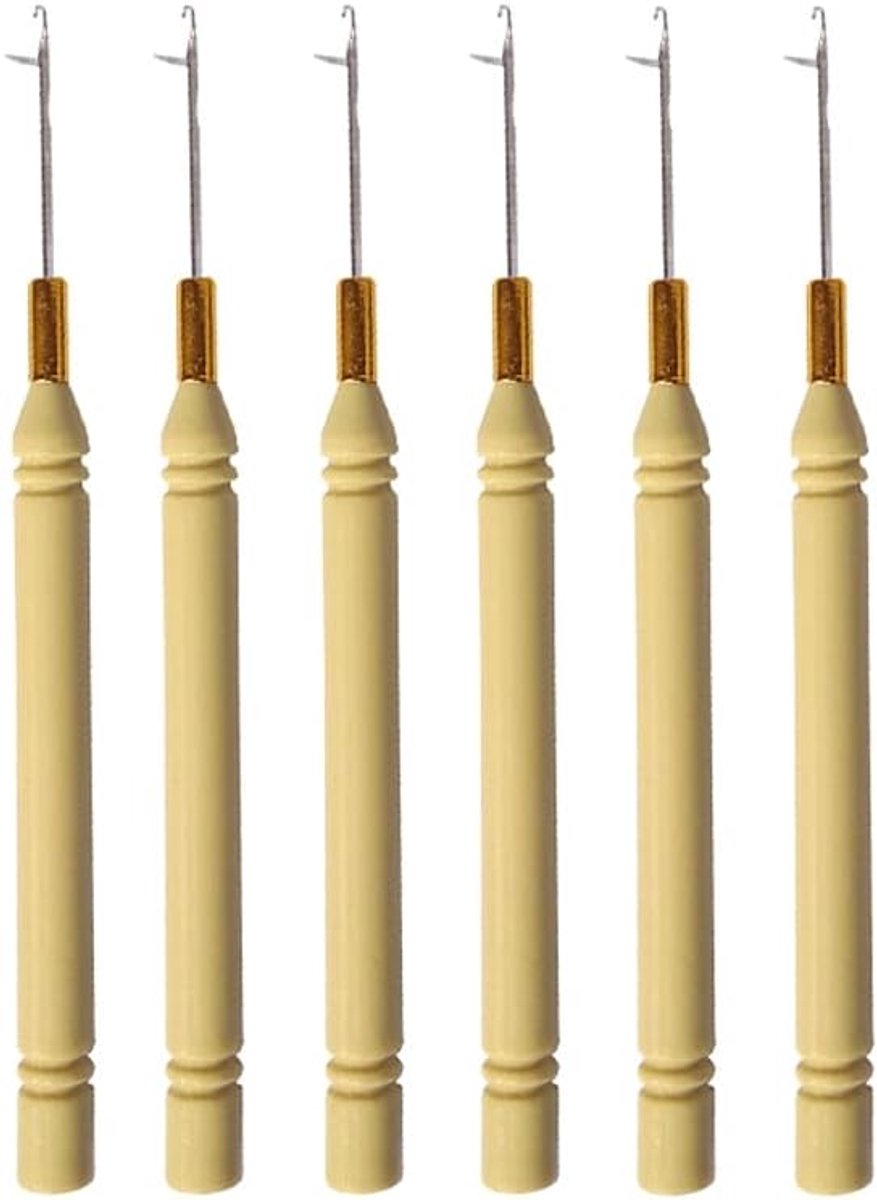 6 Stuks Haarverlenging Naald Haak Crochet Hooks Hair Haaknaalden Set Plastic Latch Hook Crochet Needle