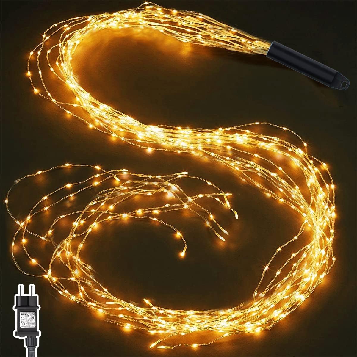 Lichtgordijn 1M 100 LED Kerstverlichting met Stroomadapter, Timer, 8 Modussen Waterfall Verlichting IP65 Waterdicht voor Binnen en Buiten - Warm Wit