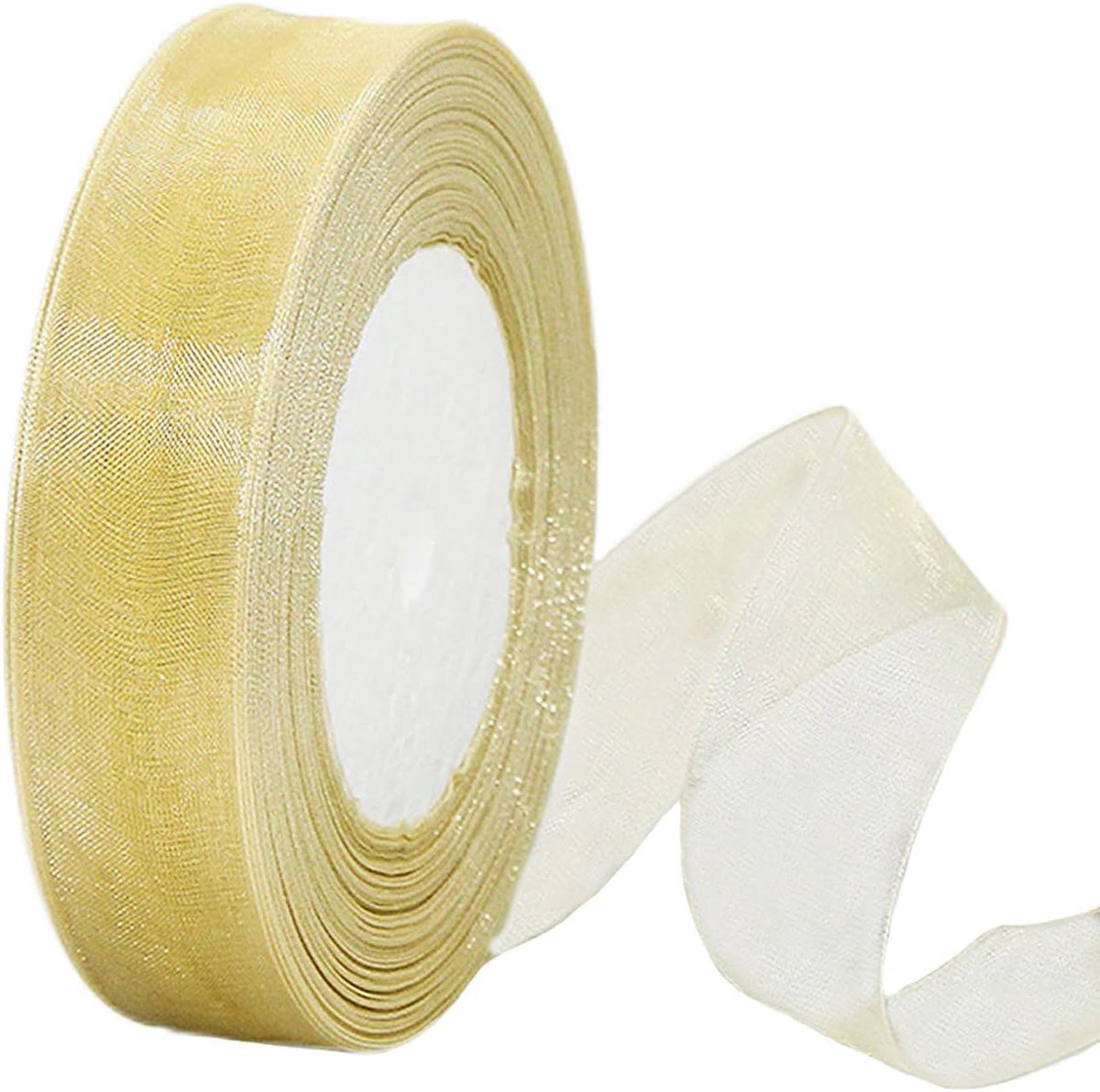 45 m rol organzaband abrikoos 20 mm breed chiffon cadeaulint, transparant organza banden chiffonband lint decoband cadeauverpakking decoband tuleband voor Kerstmis huwelijk doop verjaardag